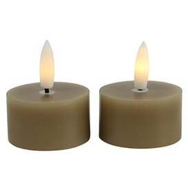 Theelicht rustiek Ø4CM LED Lyon beige - set van 2
