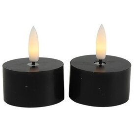 Theelicht rustiek Ø4CM LED Lyon zwart - set van 2