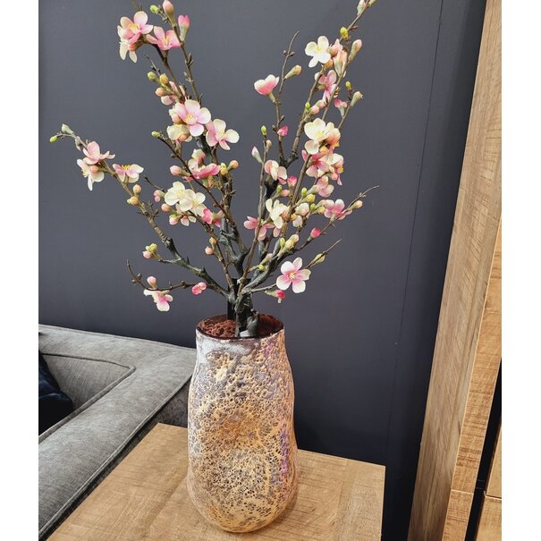 PTMD Vaas Xamery rood dik glas vase bubble waves L
