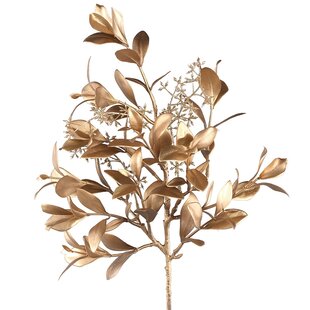 Kunsttak Magnolia Flower spray brons glitter