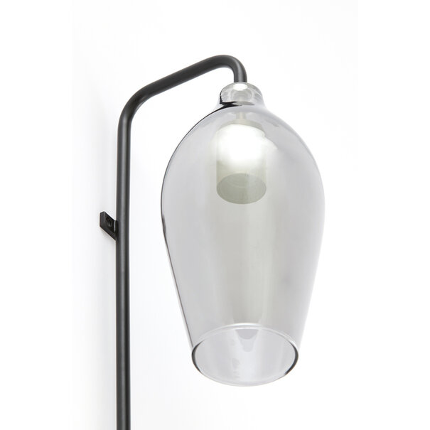 Light en Living Wandlamp 28x20x65 cm LUKARO glas smoke+mat zwart