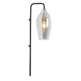 Wandlamp 28x20x65 cm LUKARO glas smoke+mat zwart