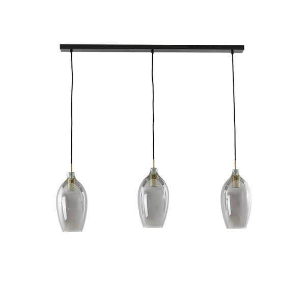 Light en Living Hanglamp 3L 100x16,5x32 cm LUKARO antiek brons+glas smoke