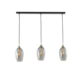 Hanglamp 3L 100x16,5x32 cm LUKARO antiek brons+glas smoke