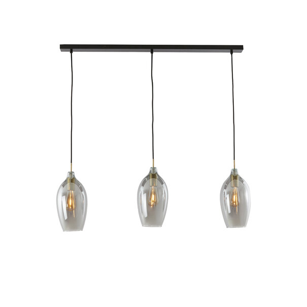 Light en Living Hanglamp 3L 100x16,5x32 cm LUKARO antiek brons+glas smoke