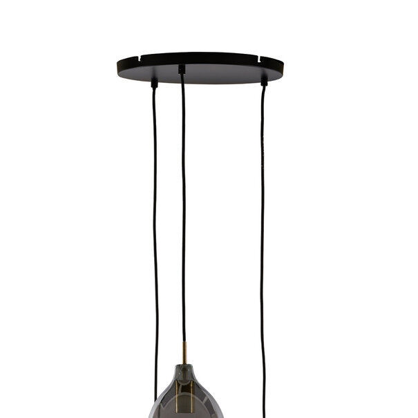 Light en Living Hanglamp 3L Ø35x32 cm LUKARO antiek  brons+glas smoke