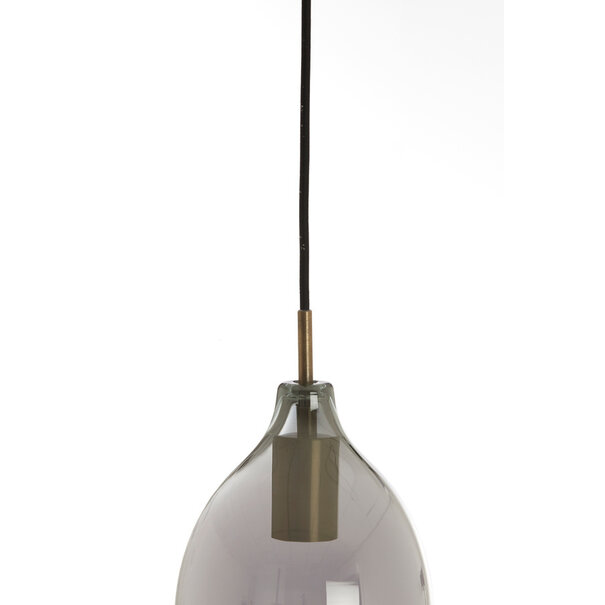 Light en Living Hanglamp 3L Ø35x32 cm LUKARO antiek  brons+glas smoke