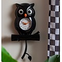 Wandklok Owl Pendulum zwart