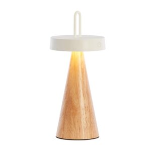 Tafellamp LED Ø13x28,5 cm ANKENTA crème+hout naturel