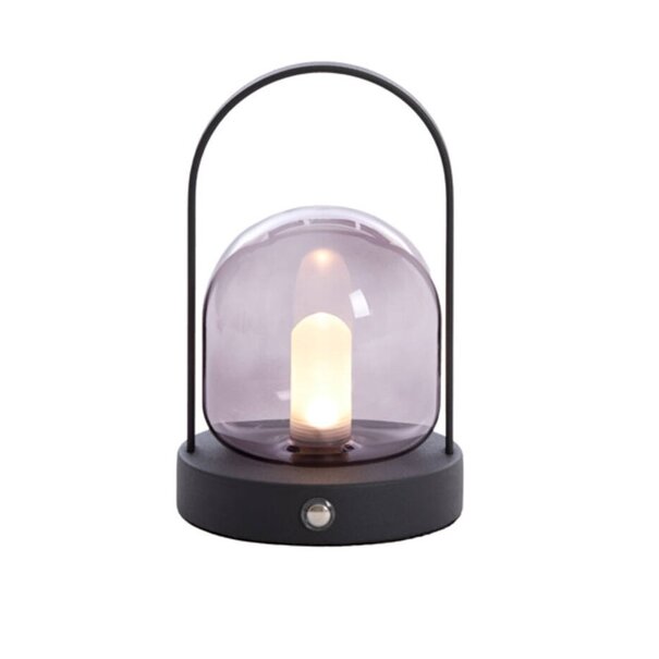 Light en Living Tafellamp LED Ø12x19 cm YEREMI glas  smoke+mat zwart