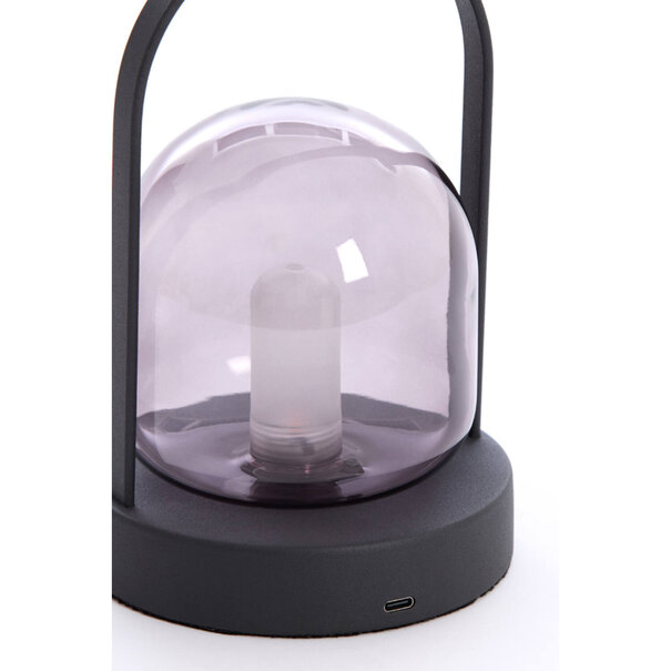 Light en Living Tafellamp LED Ø12x19 cm YEREMI glas  smoke+mat zwart
