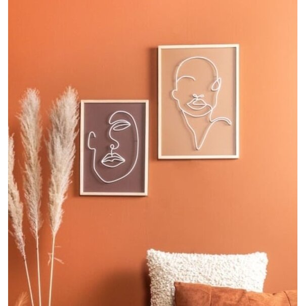 Present Time Schilderij Art Line Drawing groot