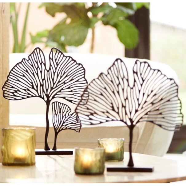 Light en Living Ornament op voet 36x10x48 cm LEAF mat zwart