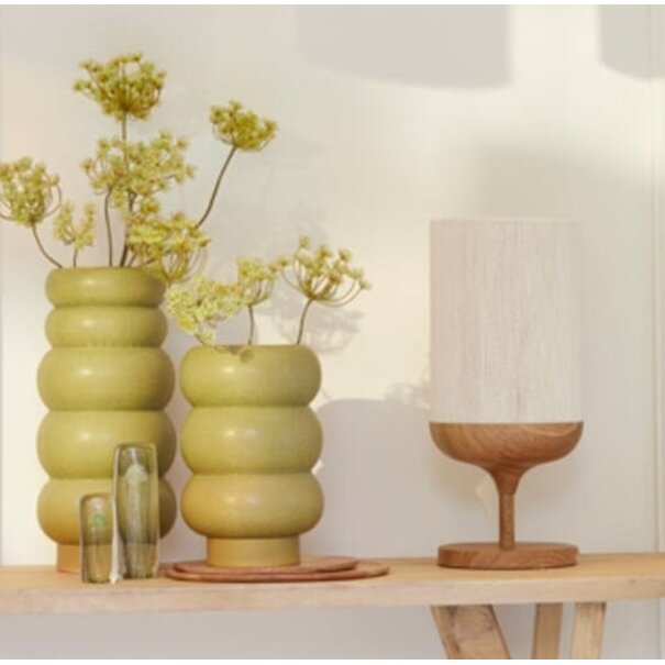 Light en Living Tafellamp Ø22,5x50 cm DANIA hout print naturel+touw crèmeTafellamp Ø22,5x50 cm DANIA hout print naturel+touw crème