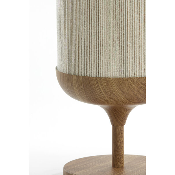 Light en Living Tafellamp Ø22,5x50 cm DANIA hout print naturel+touw crèmeTafellamp Ø22,5x50 cm DANIA hout print naturel+touw crème
