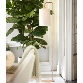 Vloerlamp 33,5x28x155 cm DONIO hout print naturel+touw crème