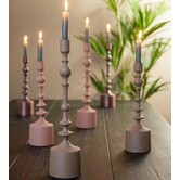 Kandelaar Ø10x34 cm SHEVA mat bruin