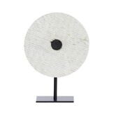 Ornament op voet 25x10x35 cm YFKE marmer wit+mat zwart