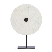 Ornament op voet 35x12x50 cm YFKE marmer wit+mat zwart