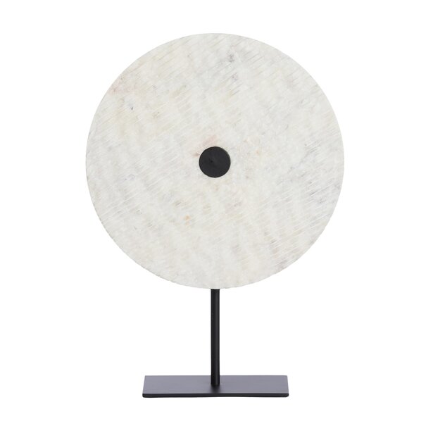 Light en Living Ornament op voet 35x12x50 cm YFKE marmer wit+mat zwart