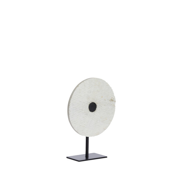 Light en Living Ornament op voet 35x12x50 cm YFKE marmer wit+mat zwart