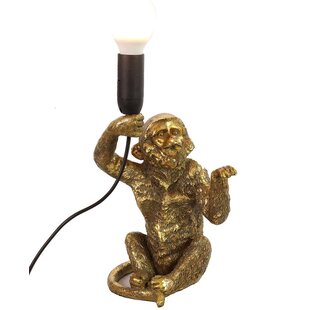 Tafellamp E14 Cheeta zittend goud incl lichtbron