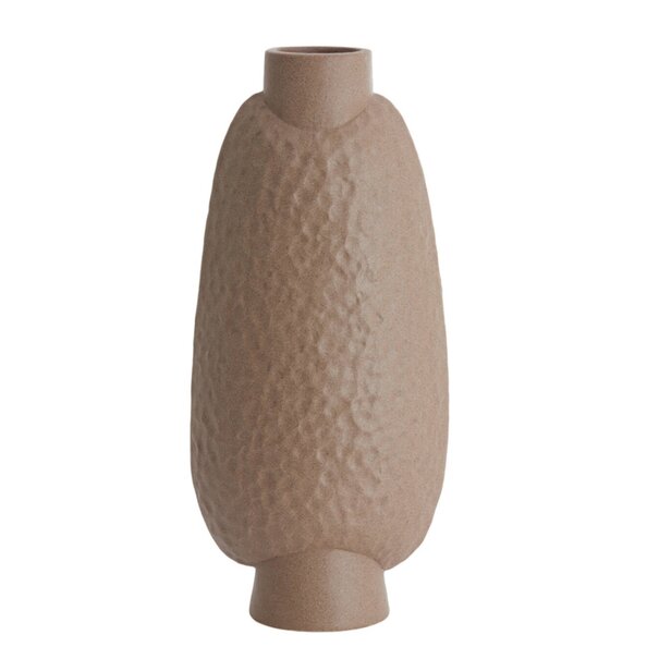 Light en Living Vaas deco 18x12x41 cm NAMTU keramiek mat bruin