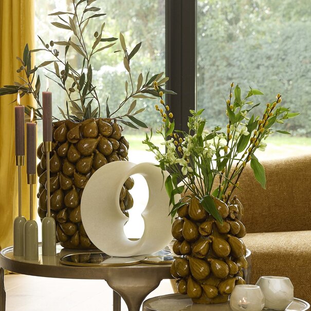 Light en Living Vaas NATALIA keramiek geel-bruin - 2 afmetingen