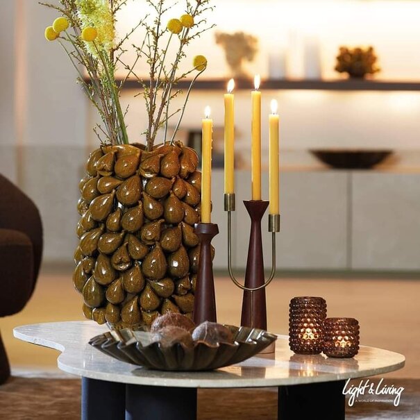 Light en Living Vaas NATALIA keramiek geel-bruin - 2 afmetingen