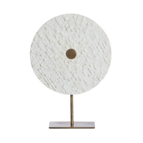 Light en Living Ornament op voet 35x12x50 cm YVO marmer wit+antiek brons