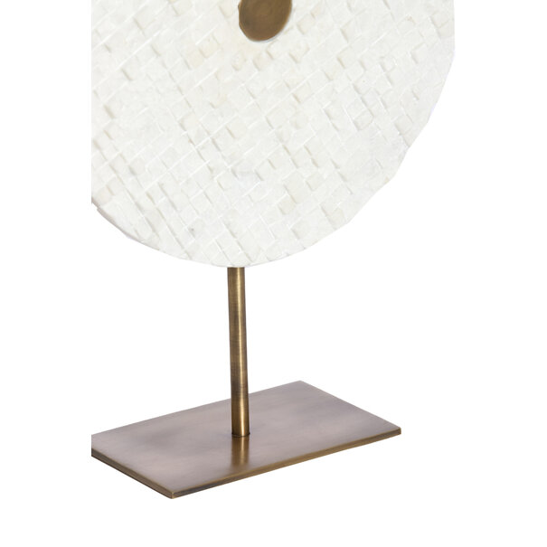 Light en Living Ornament op voet 35x12x50 cm YVO marmer wit+antiek brons