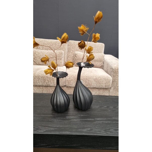 Light en Living Vaas deco 20x20x48 cm NYOKO mat zwart