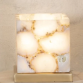 Tafellamp Charlley Goud agate steen vierkant