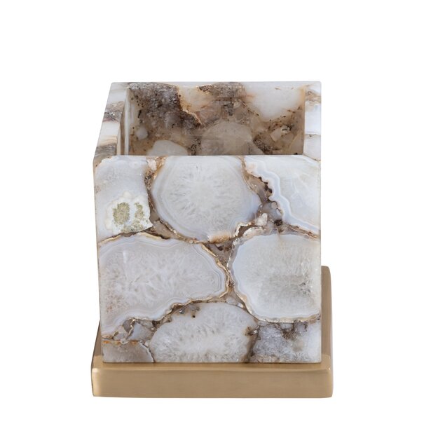 PTMD Tafellamp Charlley Goud agate steen vierkant