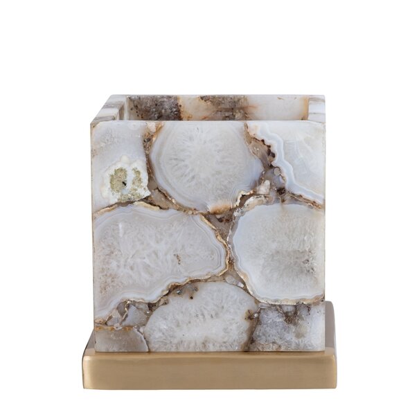 PTMD Tafellamp Charlley Goud agate steen vierkant