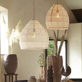 Hanglamp Ø42x42 cm MAKASSAR zijde crème