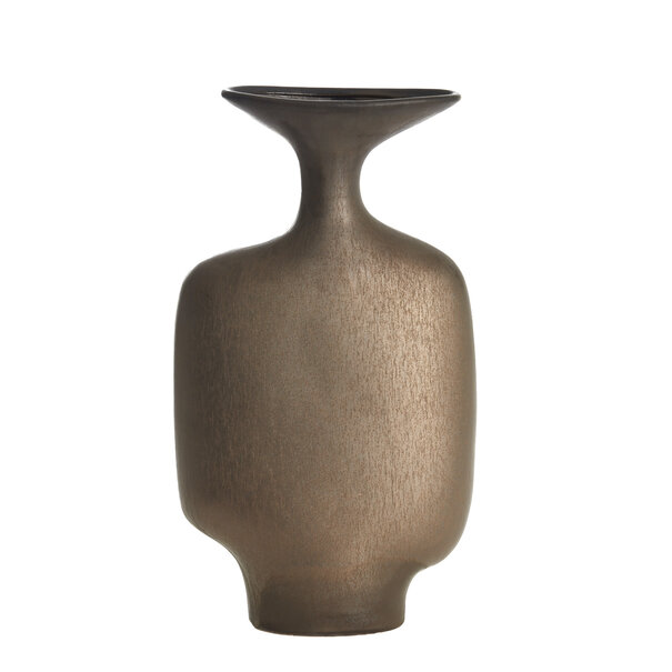 Light en Living Vaas deco 23x9,5x40,5 cm TROVO keramiek mat donker brons