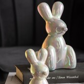 Ornament Balloon Bunny wit parelmoer groot