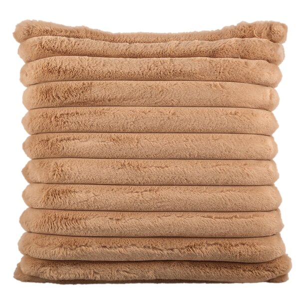 PTMD Kussen Hadi Beige Geribbeld vierkant groot