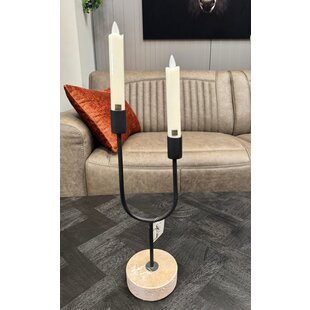 LED Dinerkaars rustiek wit beweegbare vlam 2 stuks - kort model