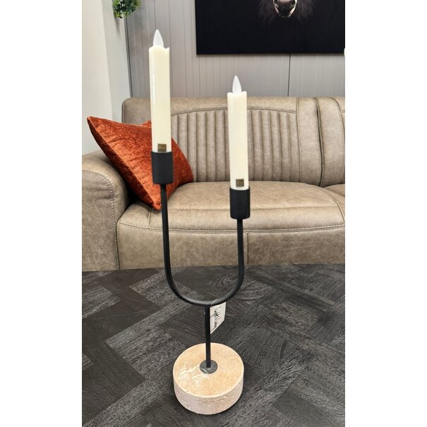 PTMD LED Dinerkaars rustiek wit beweegbare vlam 2 stuks - kort model
