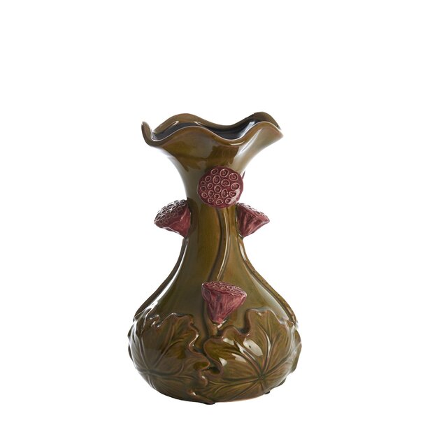 Light en Living Vaas deco Ø20x32 cm ODALI keramiek  groen+donker roze