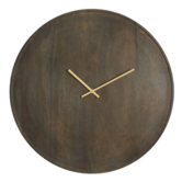 Klok Ø56 cm VETI mango hout donker bruin+goud