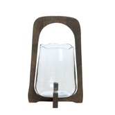 Windlicht Ø21,5x35 cm ANOSY glas helder+hout mat d bruin