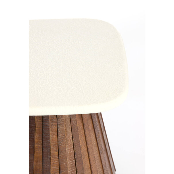 Light en Living Bijzettafel 45x45x40 cm OKATO crème+hout bruin