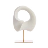 Ornament op voet 34x18x43 cm VODICE crème+antiek brons