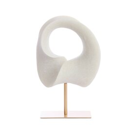 Ornament op voet 34x18x43 cm VODICE crème+antiek brons