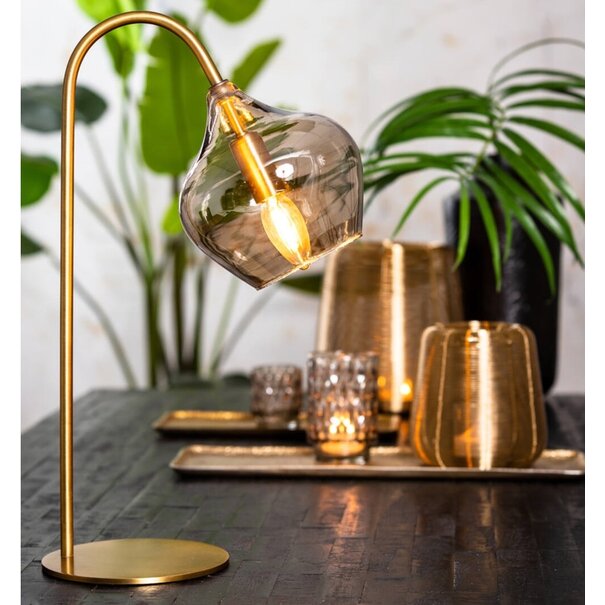 Light en Living Tafellamp RAKEL Antique brass of zwart