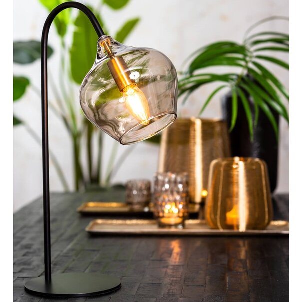 Light en Living Tafellamp RAKEL Antique brass of zwart
