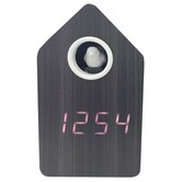 Alarmklok Cuckoo LED zwart hout veneer